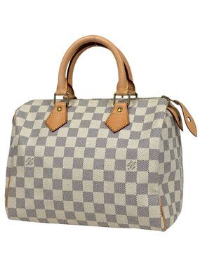 Louis Vuitton Speedy 25 Handbag Damier Azur White